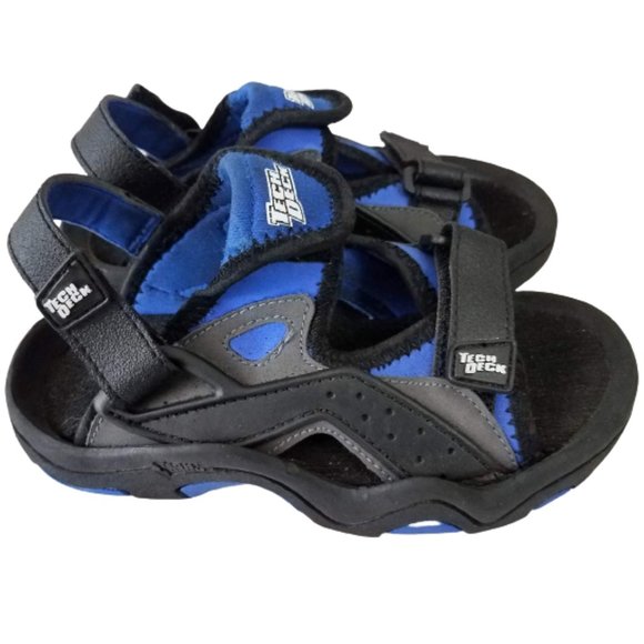 TECH DECK Black & Blue Breaker Velcro Sandals Boy's 12 1/2 - Picture 1 of 8